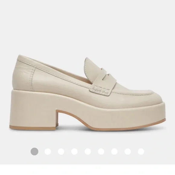 New! Dolce Vita Yanni Platform Leather Penny Loafer Cream - Picture 2 of 12